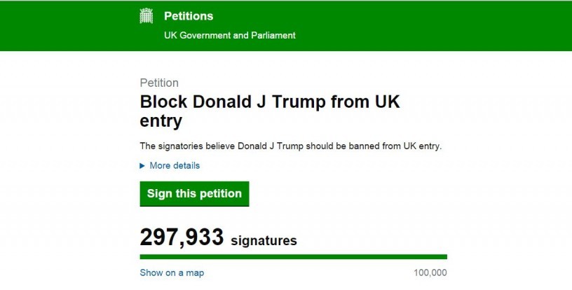 think-progress:  UK Parliament Will Consider Banning Trump After Petition Attracts