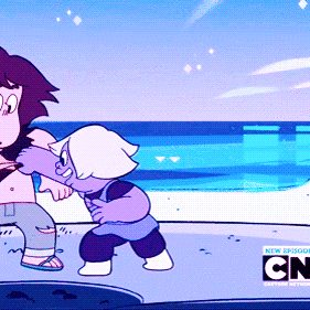 anightvaleintern:ashashi-corner:flowerypearl:Tiny Pearl and Amethyst!!SHE WAS THE BABY!LOOK HOW HAPP