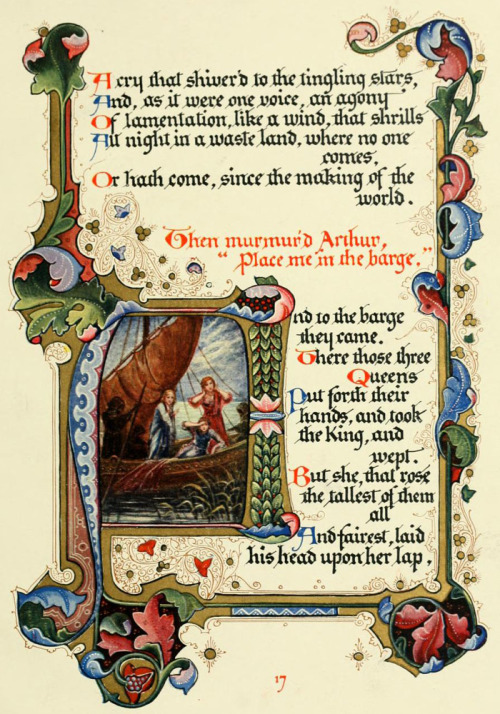 fuckyeahvintageillustration:‘Morte d’Arthur’  a poem by Alfred Lord Tennyson. Written out and illumi