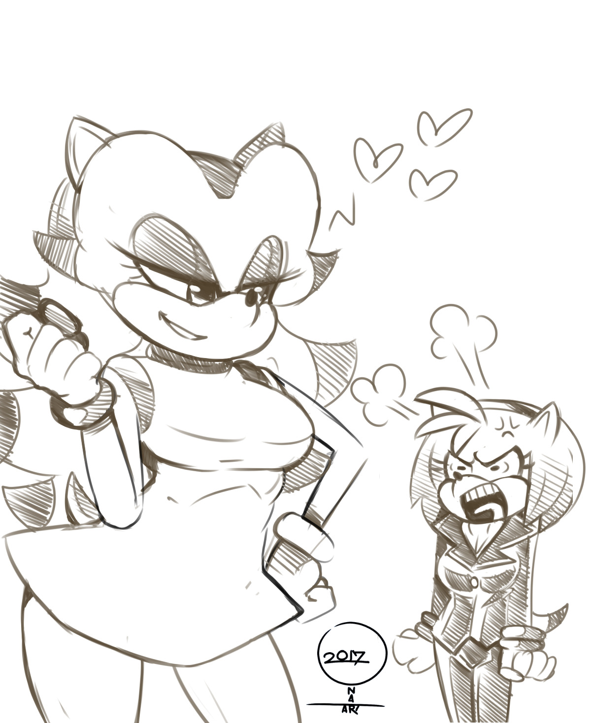 drawing some sonic the hedgehog characters -hooters- Breezie and amy Head swap or