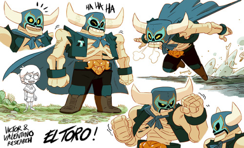 Some visual development on Victor and Valentino, the cartoon Network TV series. Luchadores from the 