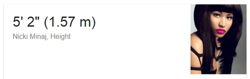 swarnpert:  swarnpert:  i just found out nicki minaj is only 5’2 im so confused