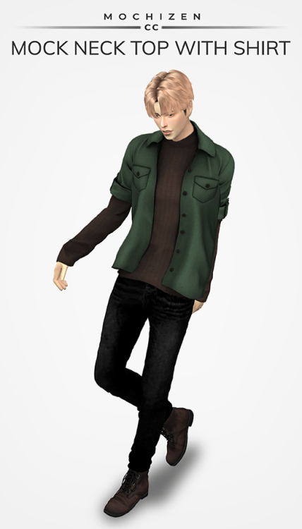 MOCHIZEN CC  -  MOCK NECK TOP WITH SHIRTNew Mesh Base Game and HQ Mod Compatible Custom Ma