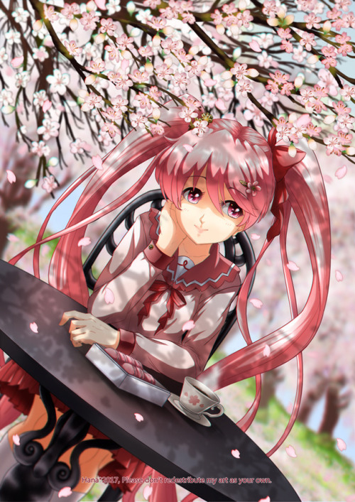 My take on Sakura Miku~This piece is waaaay outta season, but at least it’s finally done. The placem