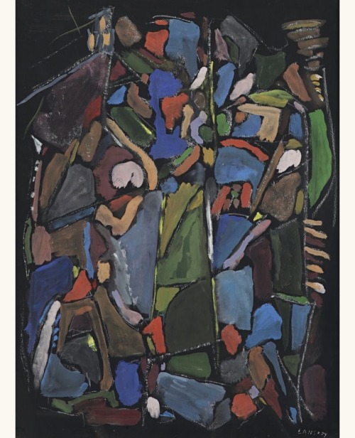 lilithsplace:Abstract composition (black background), c. 1960 - André Lanskoy (1902–1976)