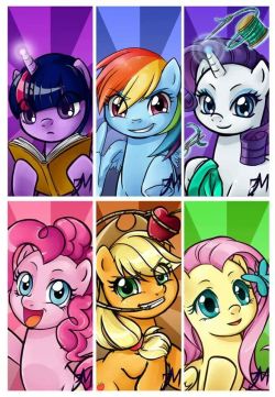 projectrobert:  More Cute pics ^3^ Source : http://dark-merchant.deviantart.com/art/Mane-6-Pony-Poster-313268482