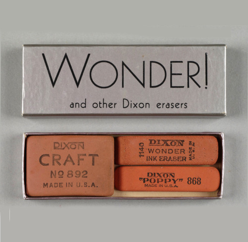 Wonder! and other Dixon Erasers, 1930. USA. Via Huntington Digital Archive