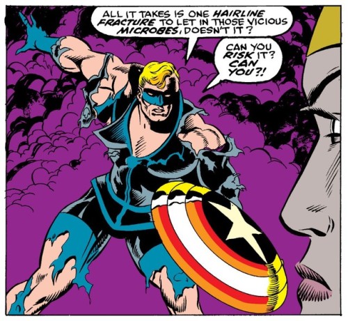 starspangledshitpost:Captain America No. 392, 1991Okay NOW it might be sluttier than the Nomad costu