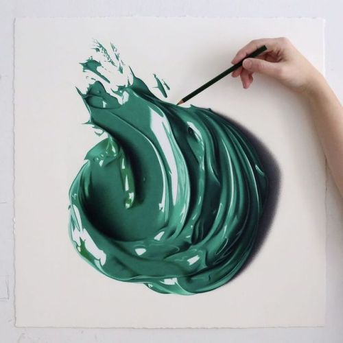 itscolossal:Giant Dabs of Thick Oil Paint Captured as Hyperrealist Colored Pencil Drawings