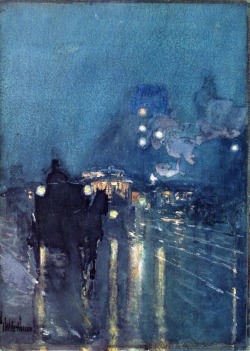 paintdeath:  Childe Hassam Nocturne Railway