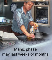 miniwrecks:googles visual representation of mania is a man dejectedly cleaning his stove