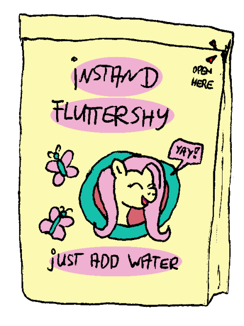 madame-fluttershy:  Instand Fluttershy by ~MERKLEYtheDRUNKEN  …give me five bags and all the grocery store’s water jugs, NOW. @@