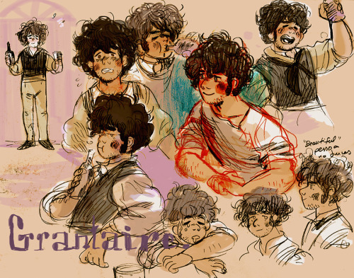 danibonbon:gavroche, marius and grantaire sketches i slapped some colors on