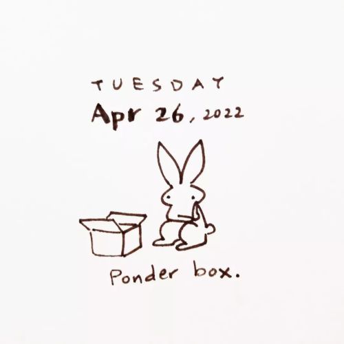 Sucked into deep thoughts #abunaday #daily #bunny #doodle #ponder #box #deep #一日一兔 #深思箱 #思考人生https