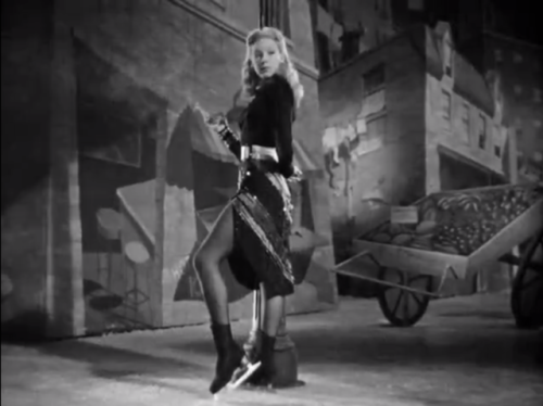 Iced Noir: Belita takes to the blades in the 1946 film noir Suspense.