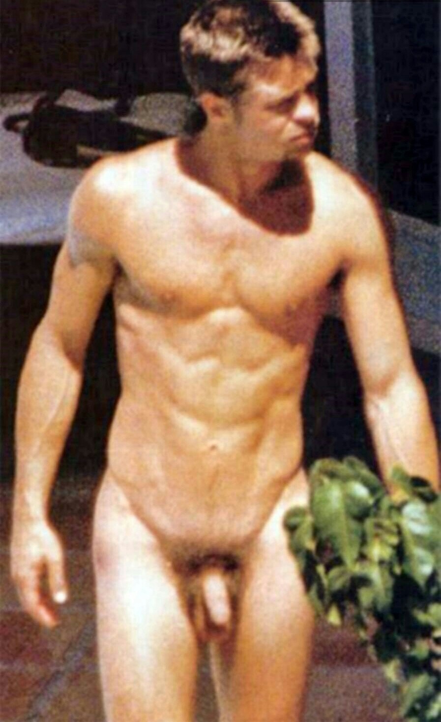 hotmenofhollywood:  These nude vacation pics of Brad Pitt exposed by Playgirl have