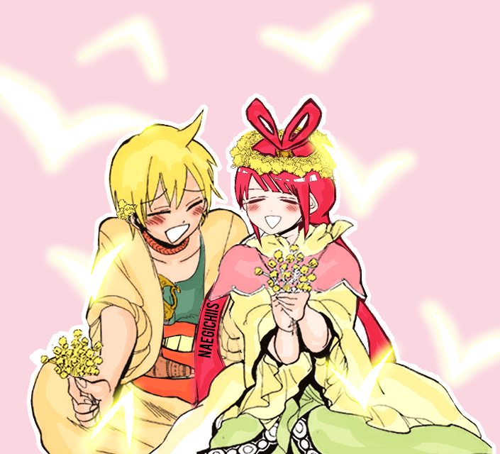 Magi: Kingdom of Magic Kougyoku and Alibaba. Kouha's face is