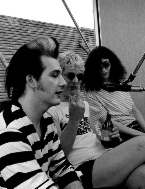 jeffryhyman: Dave Vanian and Captain Sensible of The Damned with Joey Ramone. Photo by Richard Belli