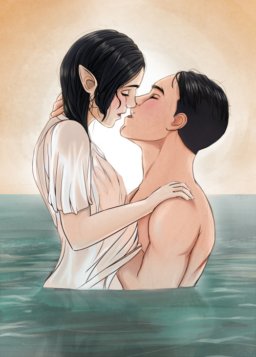 falsesecuritysketches:The Forbidden OasisShae Lavellan✧ Lionell TrevelyanLionell pulls her closer, f