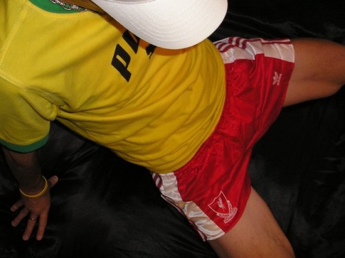 sportgearlover:adidas-n-stuff:my liverpool soccer shorts,no lining inside,very soft and nice to wear