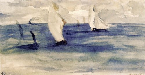 Édouard Manet’s Seascape With Sailing Ships, 1868 (via here)