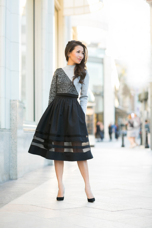 Sheer Bliss :: Faille skirt &amp; Cropped sweater asian, pumps from HeelsFetishism