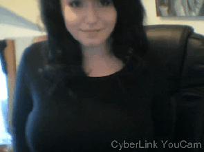 atasteoftits:  black shirt+hair 