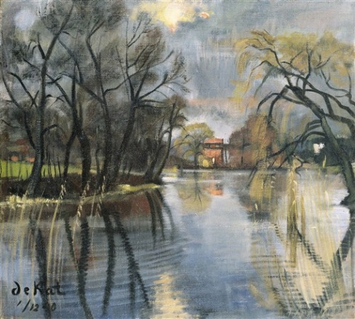 Crépuscule sur l'étang  -  Anne Pierre de Kat 1940Belgian, 1881–1968