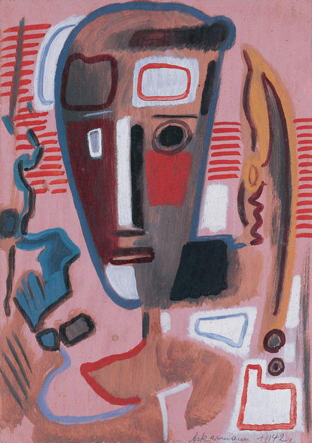 Max Ackermann Ohne Titel (Maske), 1942 Oil and tempera on canvas