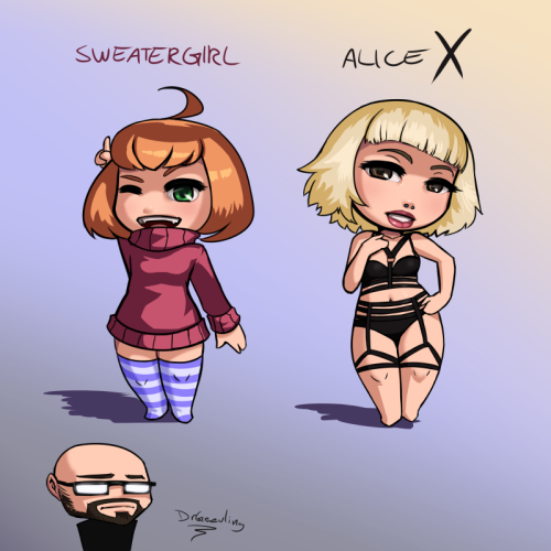 drgraevling:  Chibis. Just for fun. Also, as you can clearly see, Alice isn’t Sweatergirl. They’re t