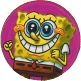 light purple sticker of spongebob. he is clutching his fists and smiling excitedly.