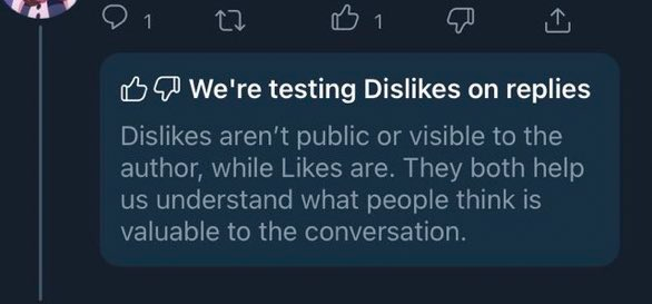 vrabia:bogleech:commanderfreddy:as a duel hellsite citizen i feel it is important to bring news from twitter: namely that on this, the exact same day that tumblr starts trialing paywalls, twitter is trialing dislikesINVISIBLE dislikes. Dislikes that only