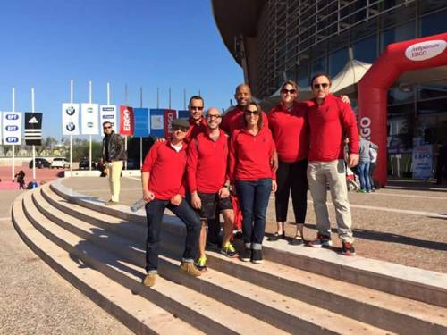 Guy with his team mates in Greece