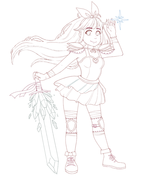 fully colored and blank line art of my magical girl c: 