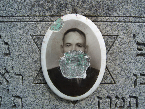 Vandalized memorials at Jewish Waldheim Cemetery, Forest Park IL 2010 (by me on Flickr).