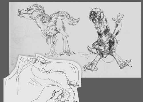 Some cruddy-ol’ drawings from 2014. There is still some charm in them.(the red one is “Bio-rex” from