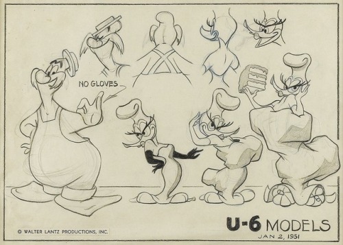 ‪Woody Woodpecker production art. The character was created in 1940 by Walt Lantz, who received a sp