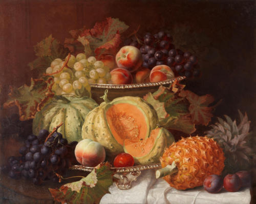 Eloise Harriet Stannard (English, 1828-1915): Still life with exotic fruit (1899) (via Bonhams)