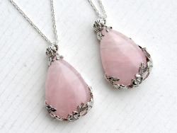 kloica:  “Blooming Rose” Quartz Necklaces