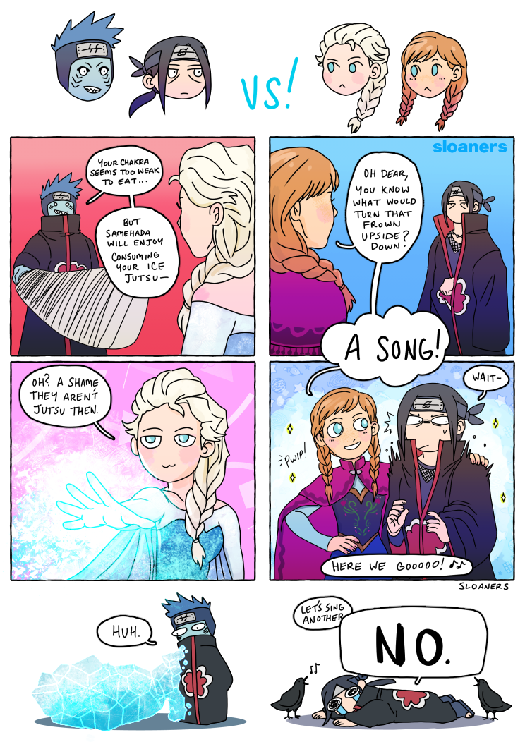Let it Go, dattebayo  ---  A comic commission for @phoenixyfriend, inspired by her fun crossover AU post!