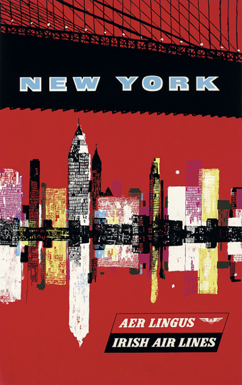 Dick Negus & Philip Sharland, poster “New York” for Air Lingus, 1959-1960. Via plakatkontor