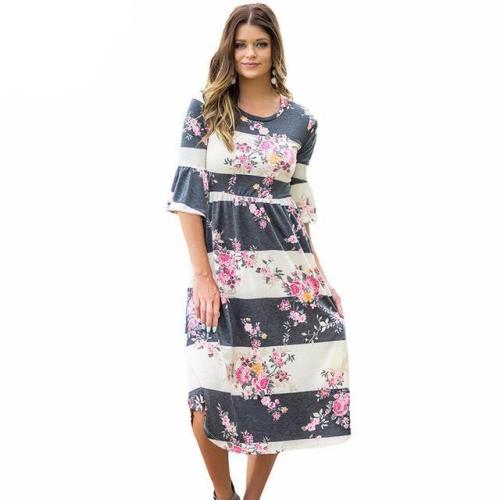 Bell Sleeve Dress with Floral Print - Use code TUMBLR10 to get 10% OFF!