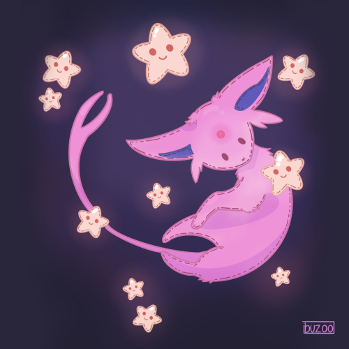 Have an Espeon-Plushie illustration with a shiny nightsky ⭐⭐insta