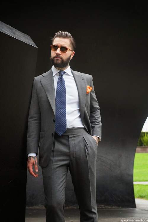 yourstyle-men: preludetoreality: Suit and Shirt by Oscar Hunt Tailors Tie by Drakes London Pocket Sq