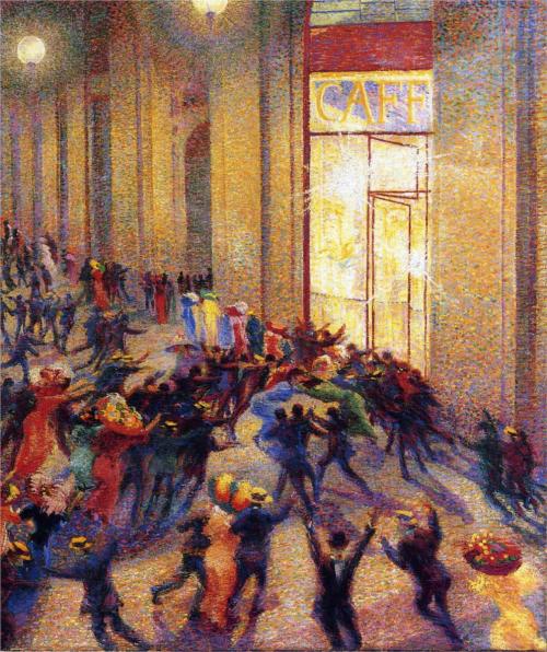 Umberto Boccioni - Riot in the Galleria (1910)