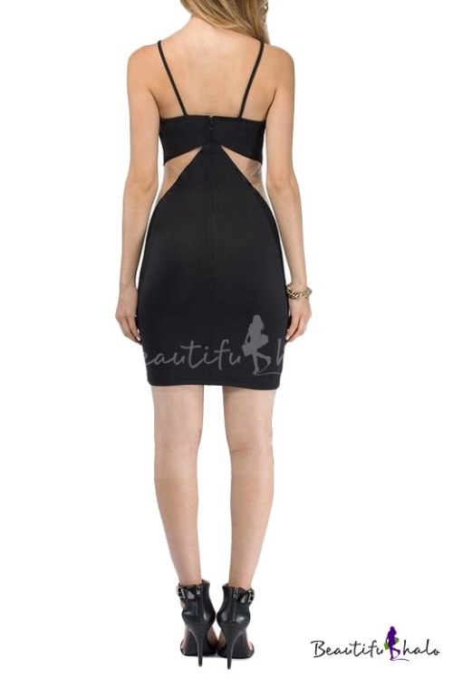 Plain Sleeveless Zip Back Skinny Dress with Cutouts for only  $20.52 dls