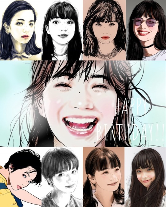誕生日おめでとうございます小松菜奈さん 似顔絵 イラスト イラストレーション 女優 モデル 小松菜奈 誕生日 Caricature Illustration Portrait I Like Likeness Terarin08