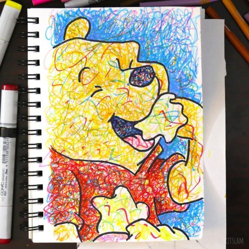 Scribble drawing of this peaceful Pooh bear ! . I’ve been busy creating these new scribble dra