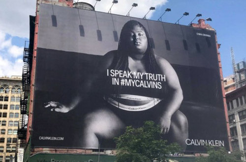 thehistoryofheaviness:2019 Calvin Klein billboard in Soho, NYC featuring rap artist Chika