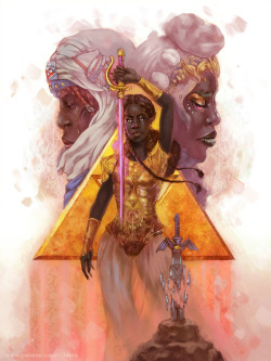 superheroesincolor:  Zelda &amp; The Swords of Ancestry by  Odera Igbokwe     “Odera is a graduate of Rhode Island School of Design, where they earned their BFA in Illustration.  At Brown University, Odera studied movement-theater and west African